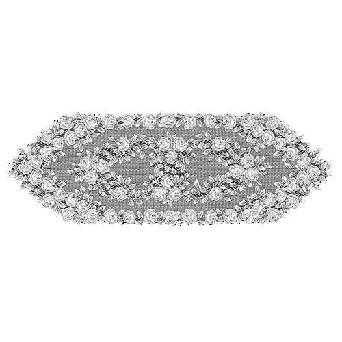 Heritage Lace 14" x 48" Tea Rose Table Runner White or Ecru  100% Polyester